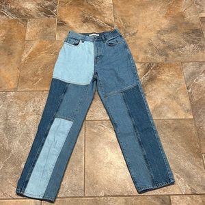 PacSun denim patchwork jean. Button fly. Inseam 25 inches